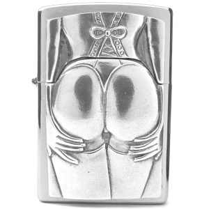 Zapalovač Zippo 1300116Zipper Girl, Brushed Chrome, plynový, dvoutryskový