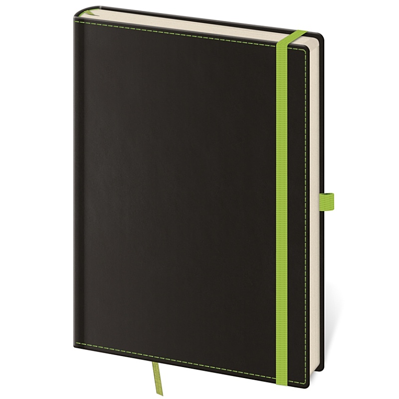 Notes Black Green, A6 (M), tvrdé desky, linkovaný