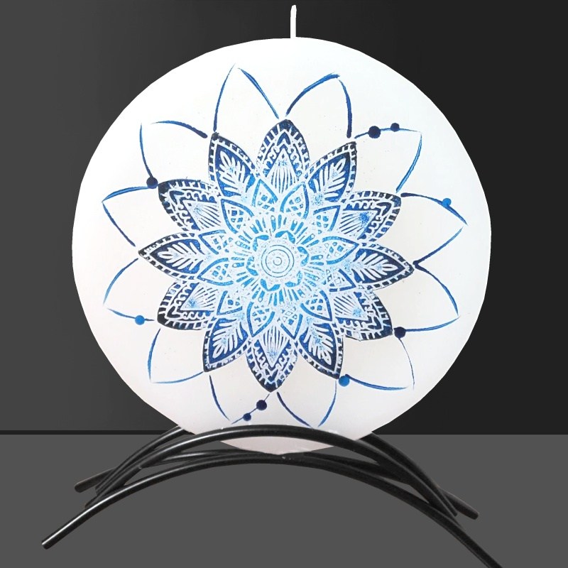 Svíčka, ručně malovaná, plochá 3D, Mandala 145