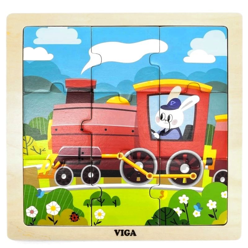 Dřevěné puzzle 9dílné Mašinfíra zajíc, Viga