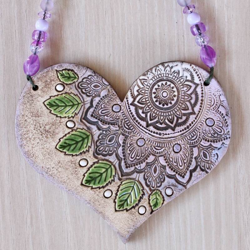 Srdíčko mandala 13 cm, fialový tón