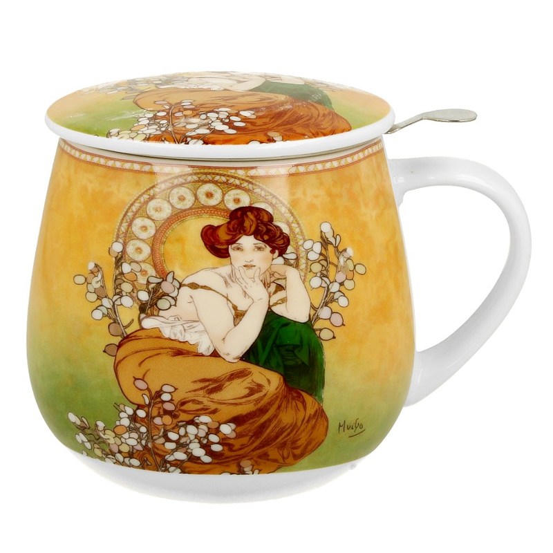 Hrnek bylinkový 430 ml s filtrem DUO Mucha Topaz žlutý