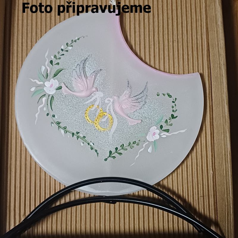 Svíčka svatební, ručně malovaná, plochá 3D, Holubičky 150