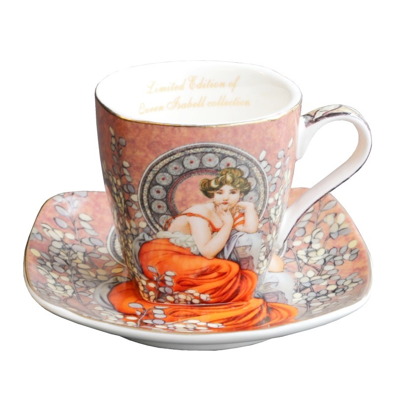 XX Šálek s podšálkem 2x 90ml mocca, Alfons Mucha, Topaz
