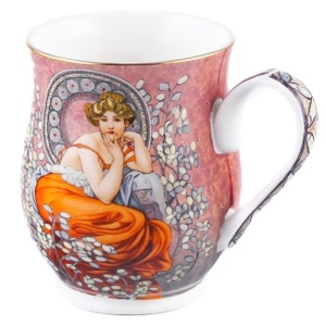 Hrnek 350 ml, Alfons Mucha, Topas, hnědý