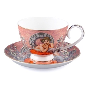 Šálek s podšálkem 250ml, Alfons Mucha, Topaz (65)