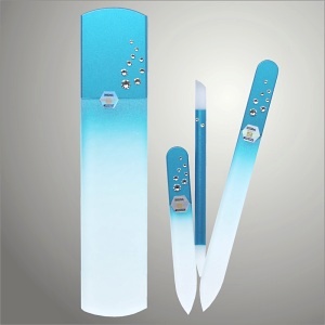 Sada skleněných pilníčků na manikúru Bohemia Crystal s křišťály Swarovski, modrá