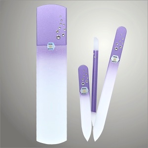 Sada skleněných pilníčků na manikúru Bohemia Crystal s křišťály Swarovski, fialová