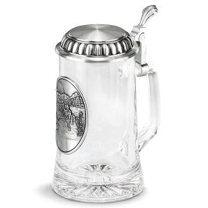 Korbel 500 ml ARTINA s vinětou Rybář skleněný, cínové víčko