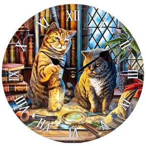 Nástěnné hodiny Kočičí detektiv