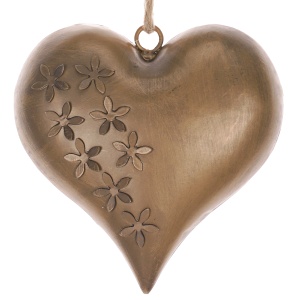 Dekorace kovové srdce 12 cm závěsné