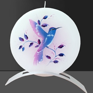 Svíčka, ručně malovaná, plochá, Ptáček 145