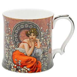 Hrnek 360 ml, Alfons Mucha, Topaz, hnědý