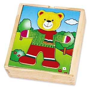 Dřevěné oblékací puzzle medvědí kluk, Viga