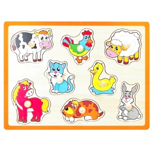 Dřevěné vkládací puzzle Zvířátka z farmy, Viga