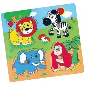 Dřevěné vkládací puzzle Zvířátka ze ZOO, Viga