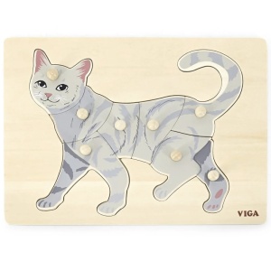 Dřevěné vkládací montessori puzzle Kočička, Viga