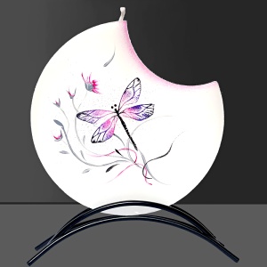 Svíčka, ručně malovaná, plochá 3D, Vážka 150