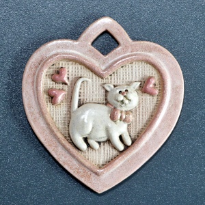 Keramické srdíčko ploché Kočka 600