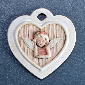 Keramické srdíčko ploché Andílek 104