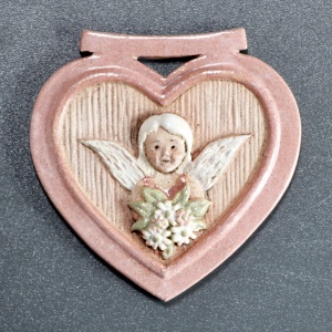 Keramické srdíčko ploché Andílek 112