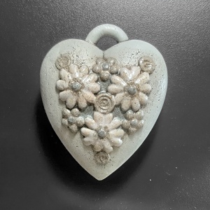 Keramické srdíčko duté Květy 206
