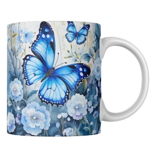 Hrnek 320 ml, Motýl, modrý