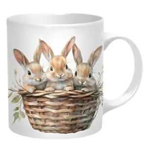 Hrnek 320 ml, Králíci v košíku