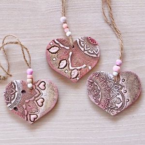 Srdíčko keramické, sada 3ks