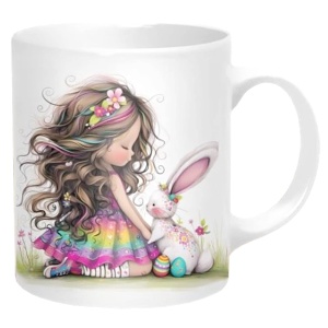Hrnek 320 ml, Dívka s králíčkem