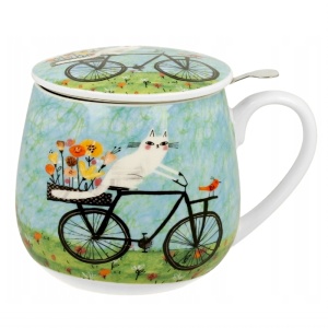 Hrnek bylinkový 430 ml s filtrem DUO Kočky na kole