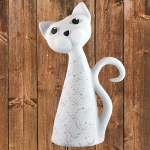 Keramická figurka Kočka 17 šedobílá