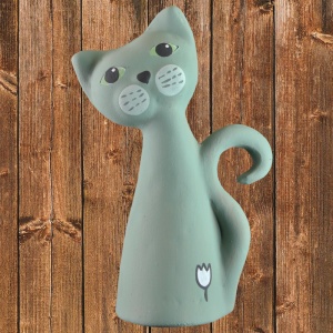 Keramická figurka Kočka 17 zelená