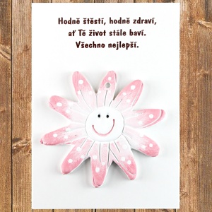 Keramické přání Kytička, růžová