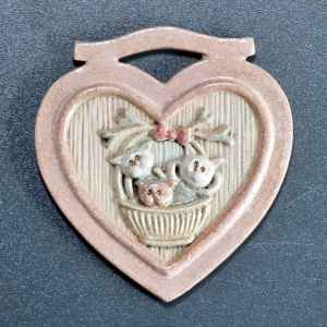 Keramické srdíčko ploché Kočka 601