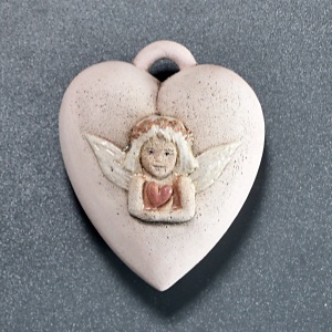 Keramické srdíčko duté Andílek 110