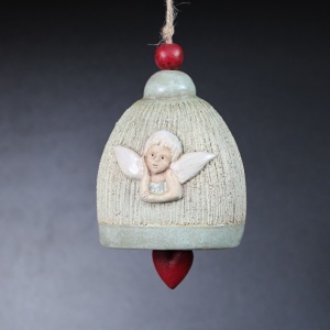 Keramický zvonek XL zelenomodrý