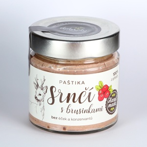 Srnčí paštika s brusinkami 150 g – Dobroty z přírody