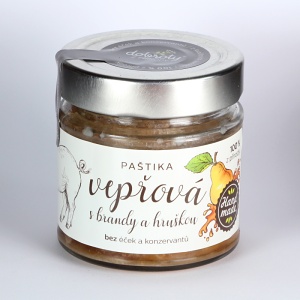 Vepřová paštika s brandy a hruškou 150 g – Dobroty z přírody