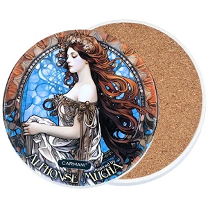 Keramický podtácek d10,8 cm, Alfons Mucha (07)