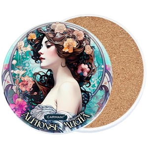 Keramický podtácek d10,8 cm, Alfons Mucha (05)