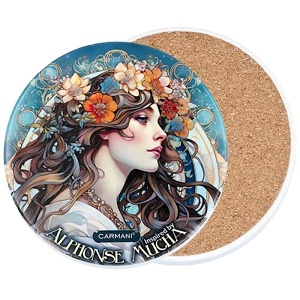 Keramický podtácek d10,8 cm, Alfons Mucha (03)