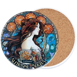 Keramický podtácek d10,8 cm, Alfons Mucha (01)