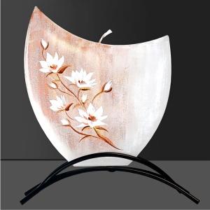 Svíčka ručně malovaná, plochá, Jasmín 150