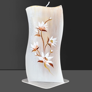 Svíčka, ručně malovaná, plochá malá, Jasmín