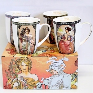 Hrnek sada 4x 300ml, Alfons Mucha, Čtyři roční období