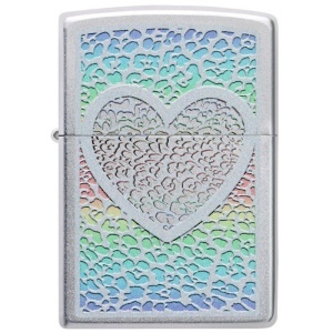 Zapalovač Zippo 20967 Heart Design, Satin Chome
