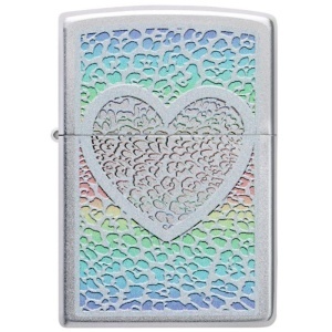 Zapalovač Zippo 20967 Heart Design, Satin Chrome, plynový, jednotryskový