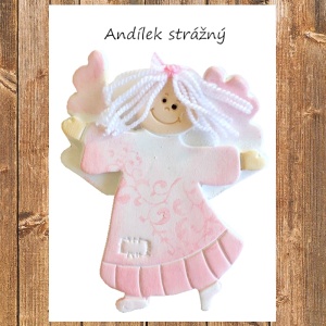 Keramické přání Anděl strážný, růžový