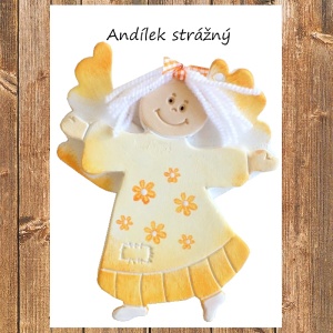 Keramické přání Anděl strážný, oranžový